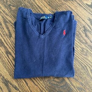 POLO RALPH LAUREN Women’s lightweight linen-blend v-neck sweater